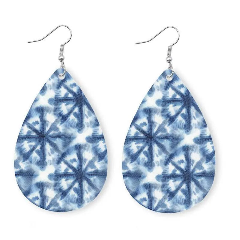 Printed PU Teardrop Earrings Earrings - Tophatter Daily Deals