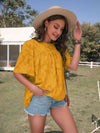 Round Neck Half Sleeve Blouse Mustard Women's T-Shirts - Tophatter Daily Deals