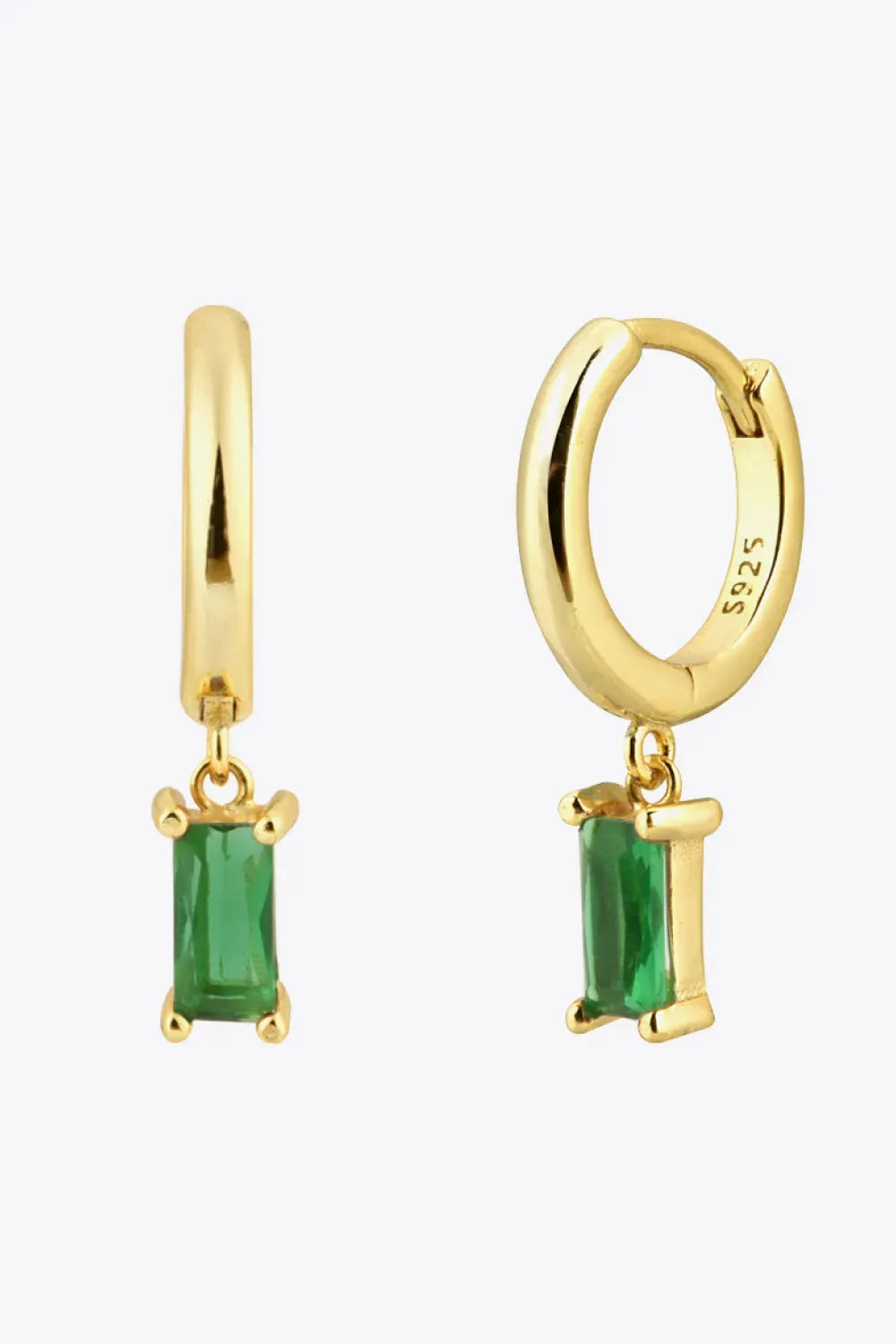 Zircon Huggie Drop Earrings Gold Green One Size Earrings - Tophatter Daily Deals