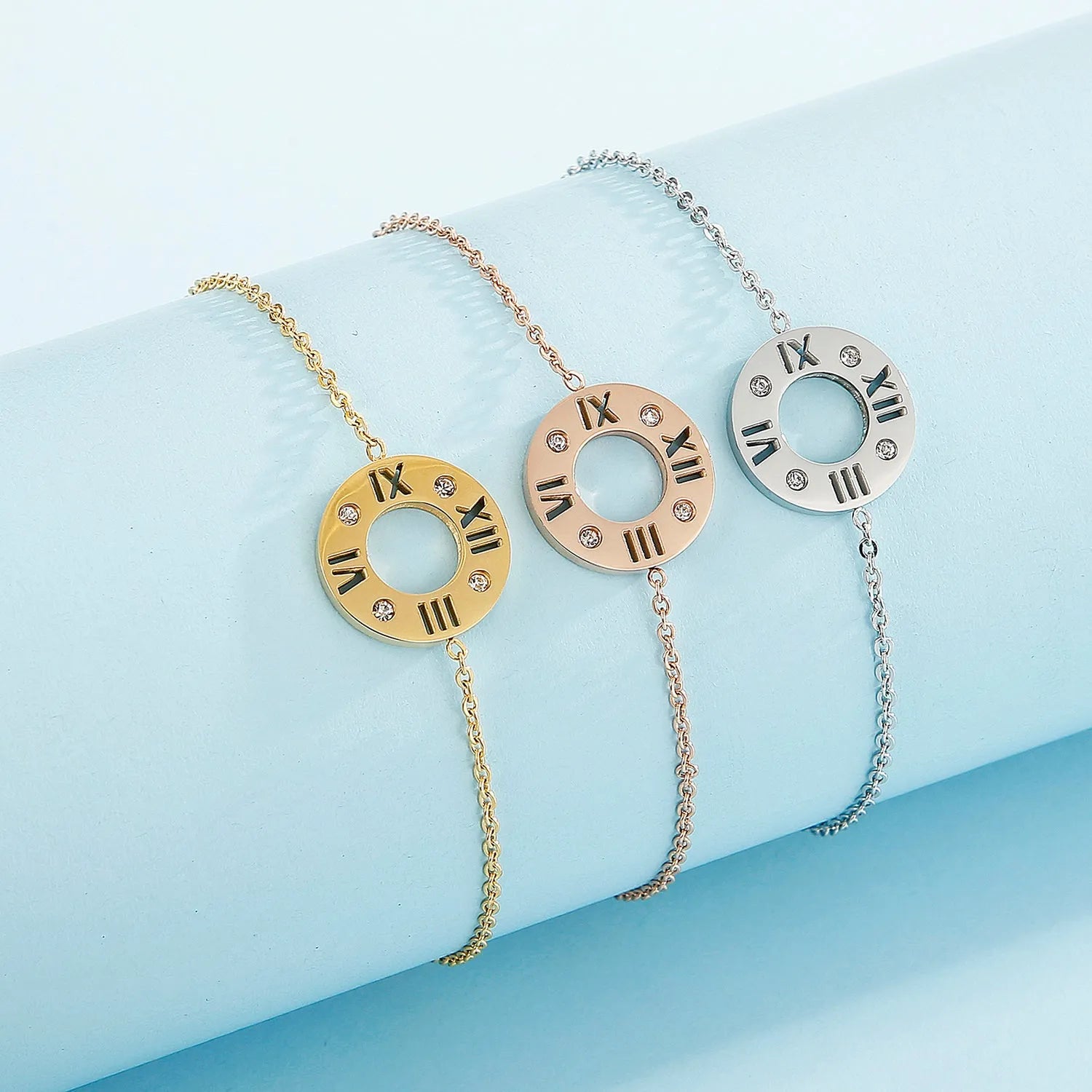 Stainless Steel Pierced Rhinestone Bracelet Bracelets - Tophatter Daily Deals