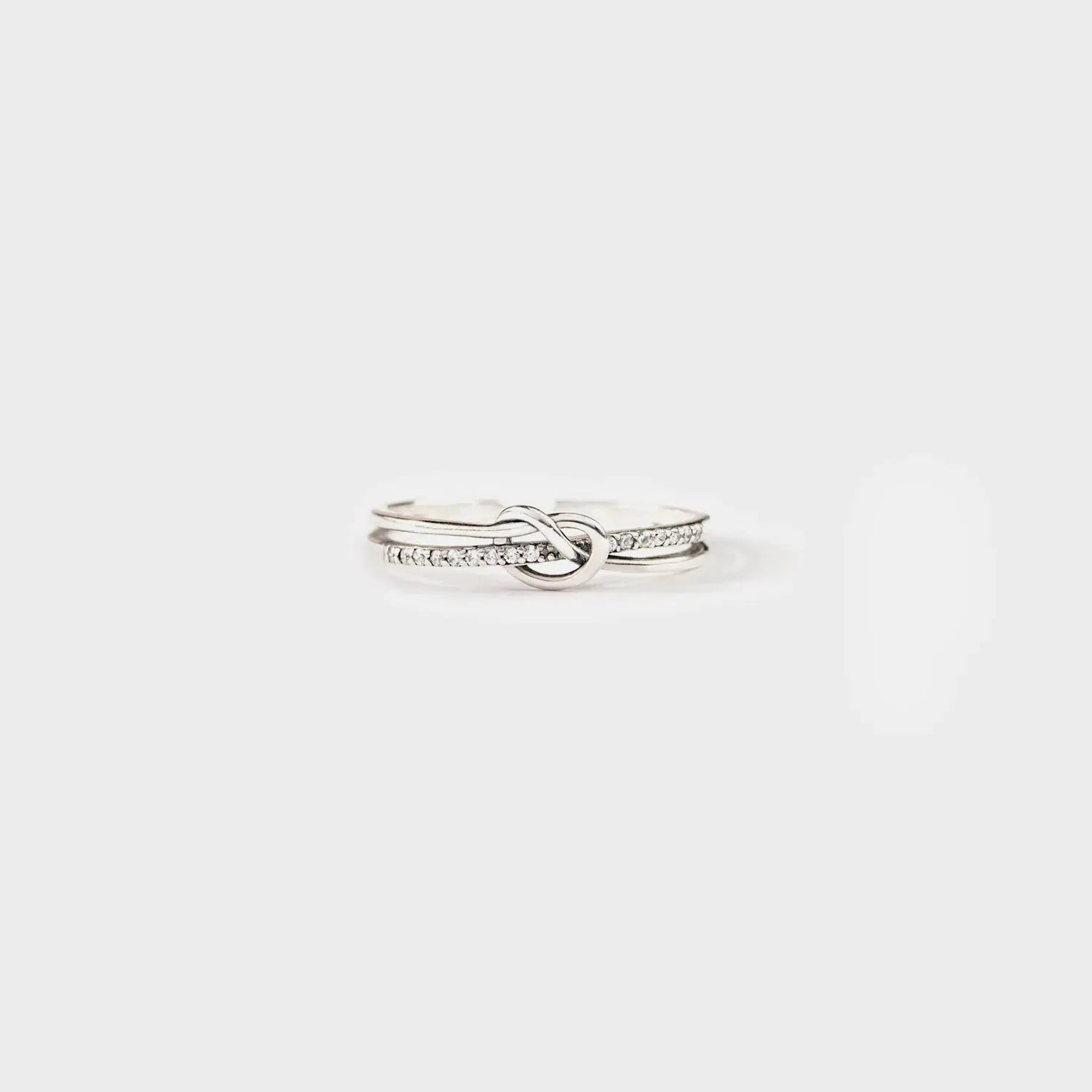 925 Sterling Silver Double-Layered Knot Ring Silver Rings - Tophatter Daily Deals
