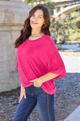 Basic Bae Full Size Round Neck Drop Shoulder T-Shirt Women's T-Shirts - Tophatter Daily Deals