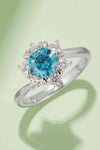 1 Carat Moissanite 925 Sterling Silver Cluster Ring Sky Blue Moissanite - Tophatter Daily Deals