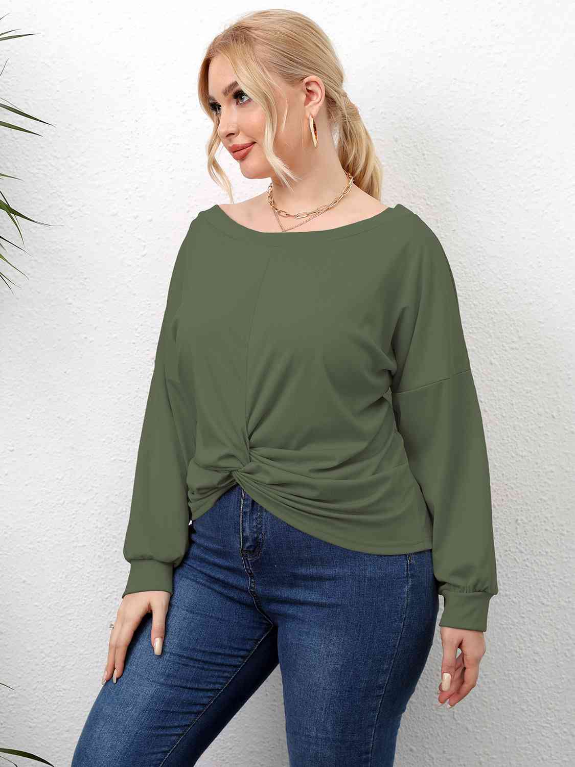 Plus Size Twisted Drop Shoulder T-Shirt Women's T-Shirts - Tophatter Daily Deals