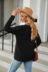 Decorative Button V-Neck Long Sleeve T-Shirt Women's T-Shirts - Tophatter Daily Deals