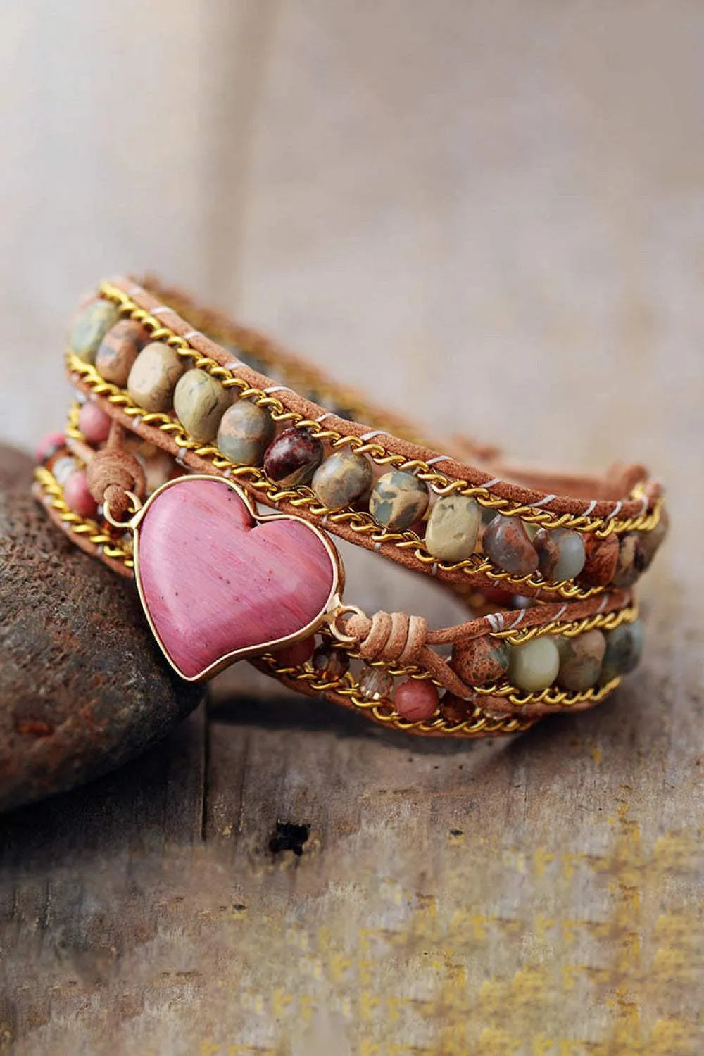 Handmade Heart Shape Triple Layer Beaded Bracelet Bracelets - Tophatter Daily Deals