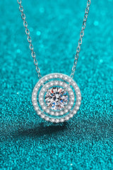 Moissanite Round Pendant Rhodium-Plated Necklace Moissanite - Tophatter Daily Deals