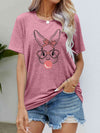 Easter Bunny Graphic Round Neck T-Shirt Rouge Pink Women's T-Shirts - Tophatter Daily Deals