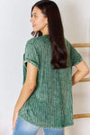 Zenana Washed Ribbed Short Sleeve T-Shirt Blouses - Tophatter Daily Deals