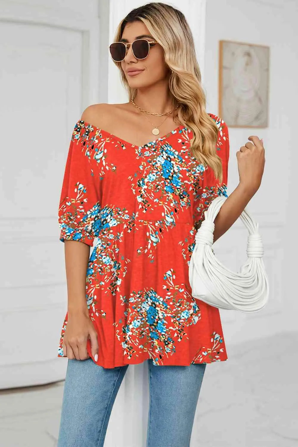 V-Neck Babydoll Blouse Blouses - Tophatter Daily Deals