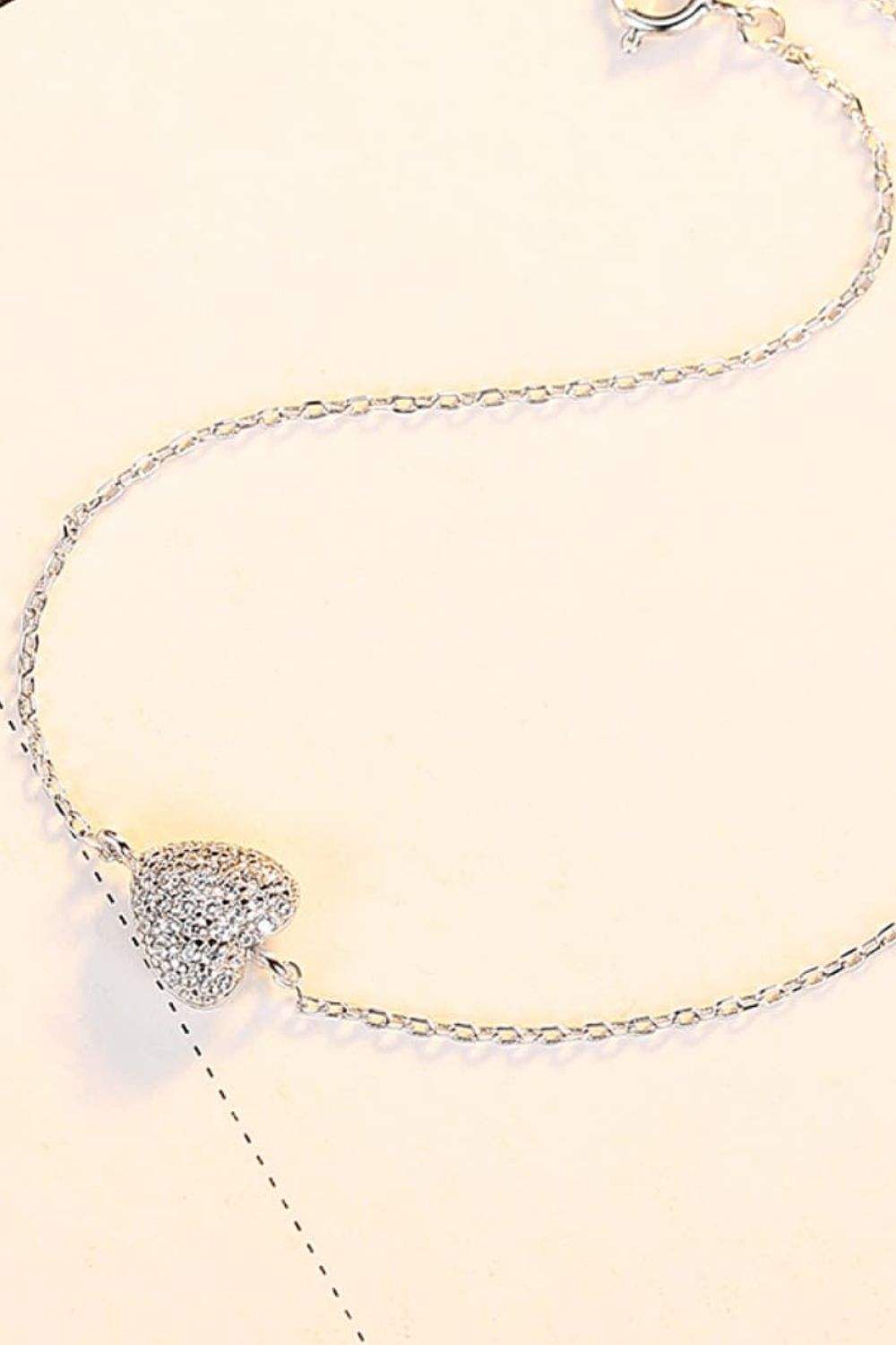 Zircon Heart 925 Sterling Silver Bracelet Bracelets - Tophatter Daily Deals