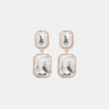 Geometrical Shape Glass Stone Dangle Earrings Transparent One Size Earrings - Tophatter Daily Deals