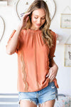 Frill Neck Short Flounce Sleeve Blouse Blouses - Tophatter Daily Deals