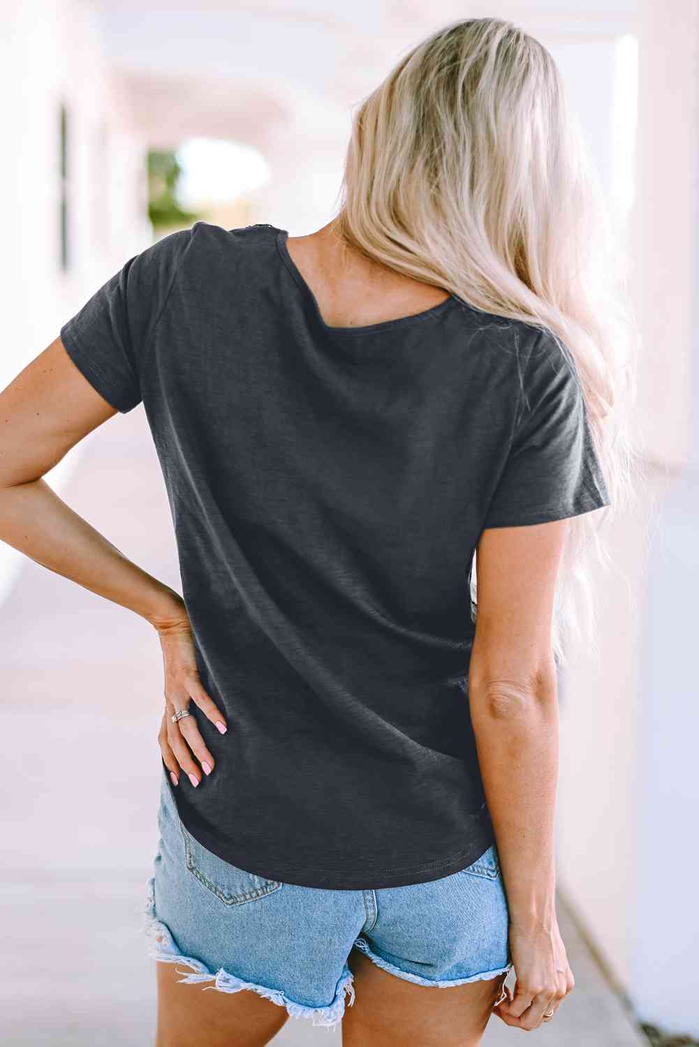 V-Neck Short Sleeve Blouse - Tophatter Deals