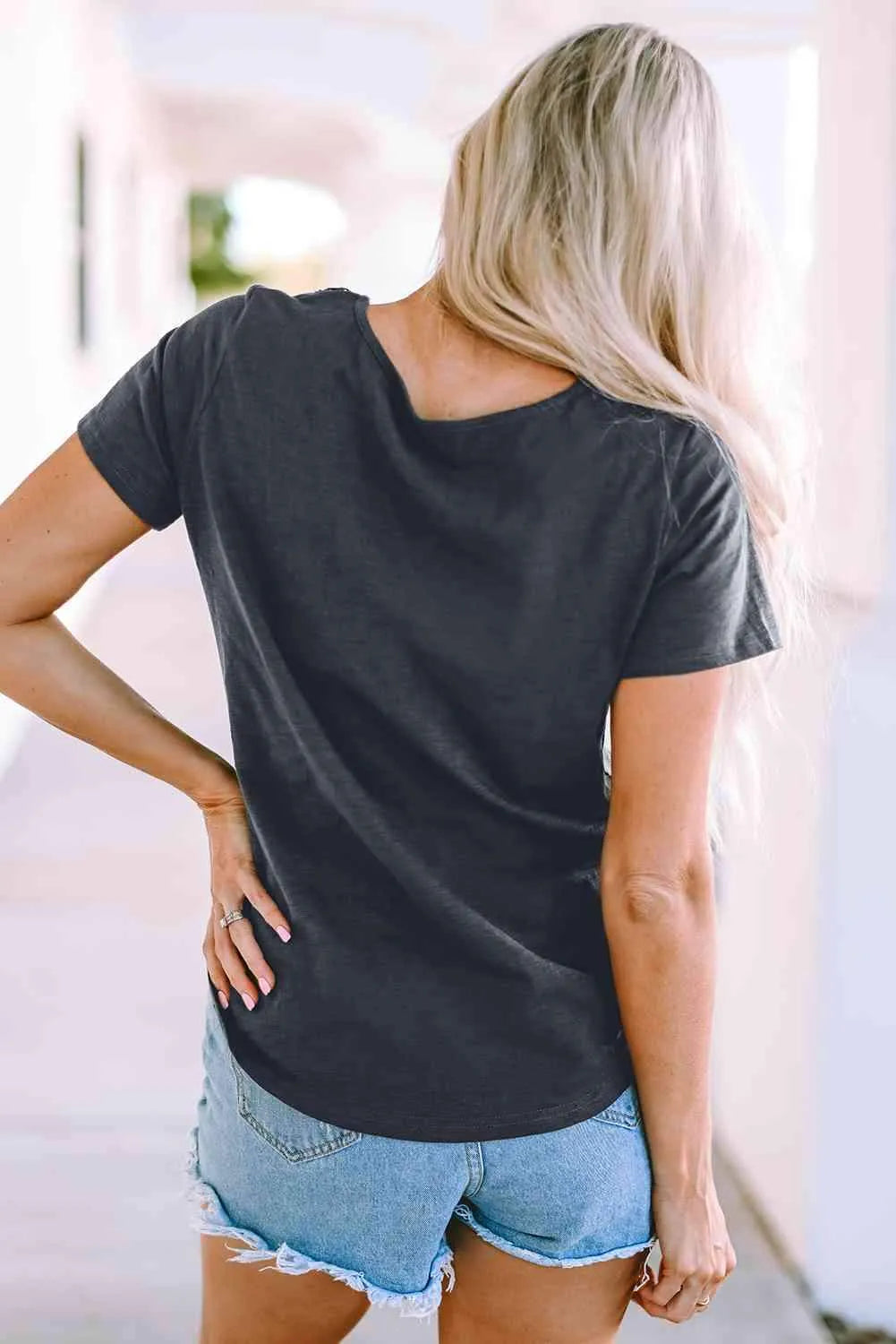 V-Neck Short Sleeve Blouse Blouses - Tophatter Daily Deals