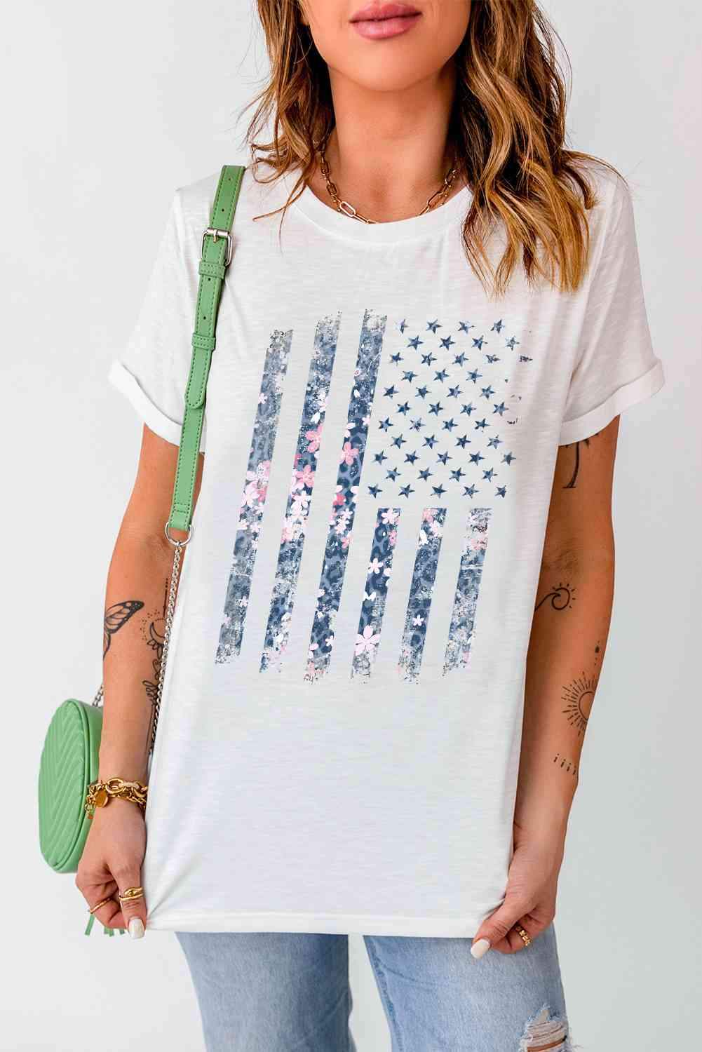 Stars and Stripes Graphic Tee Women's T-Shirts - Tophatter Daily Deals