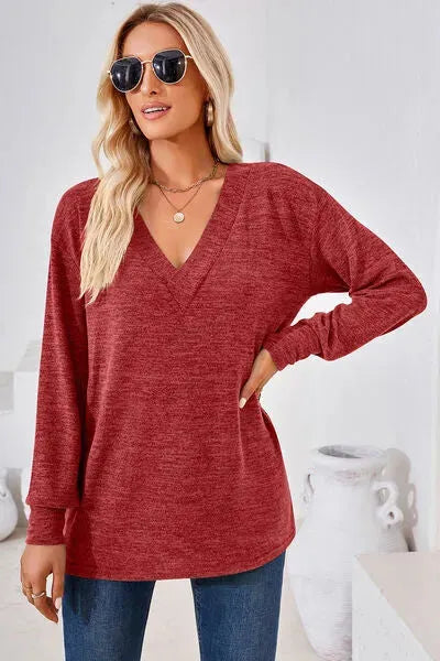V-Neck Dropped Shoulder T-Shirt Women's T-Shirts - Tophatter Daily Deals