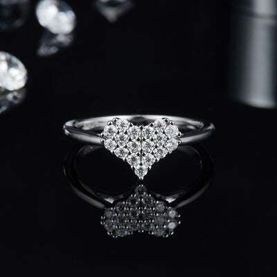 Moissanite 925 Sterling Silver Heart Ring Silver Moissanite - Tophatter Daily Deals