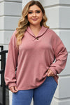 Plus Size Dropped Shoulder Collared Neck T-Shirt Light Mauve Women's T-Shirts - Tophatter Daily Deals