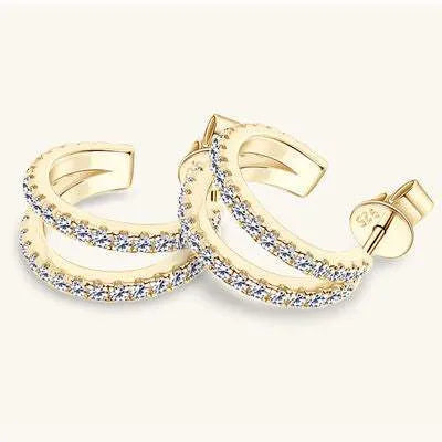 Moissanite 925 Sterling Silver C-Hoop Earrings Moissanite - Tophatter Daily Deals