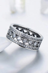 925 Sterling Silver Cutout Cubic Zirconia Ring Rings - Tophatter Daily Deals