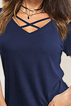 Crisscross Short Sleeve T-Shirt Women's T-Shirts - Tophatter Daily Deals