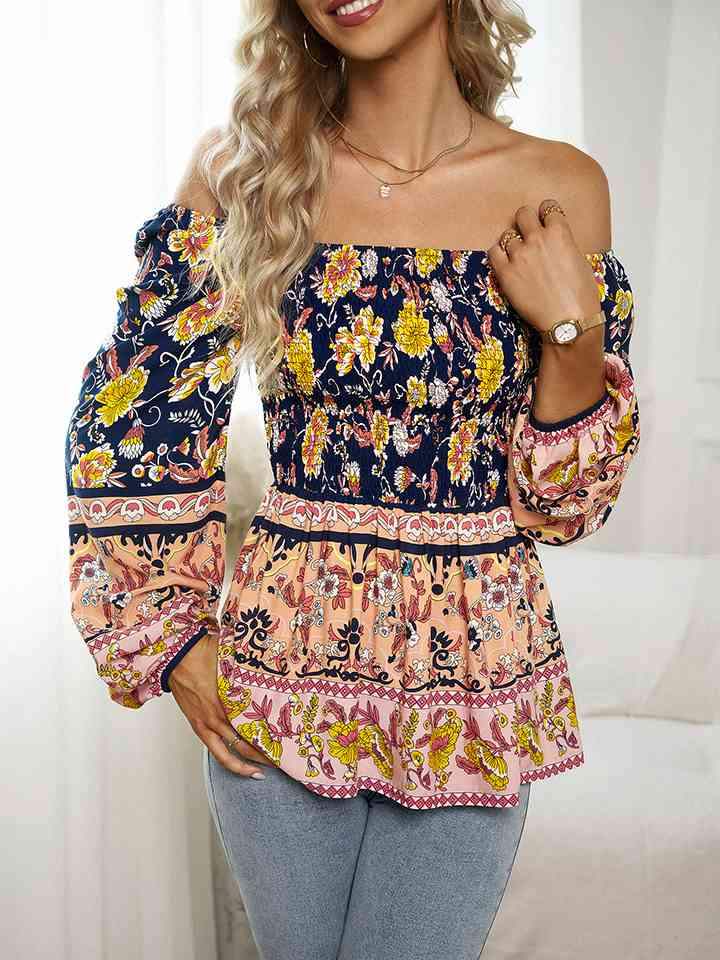 Square Neck Printed Blouse Blouses - Tophatter Daily Deals