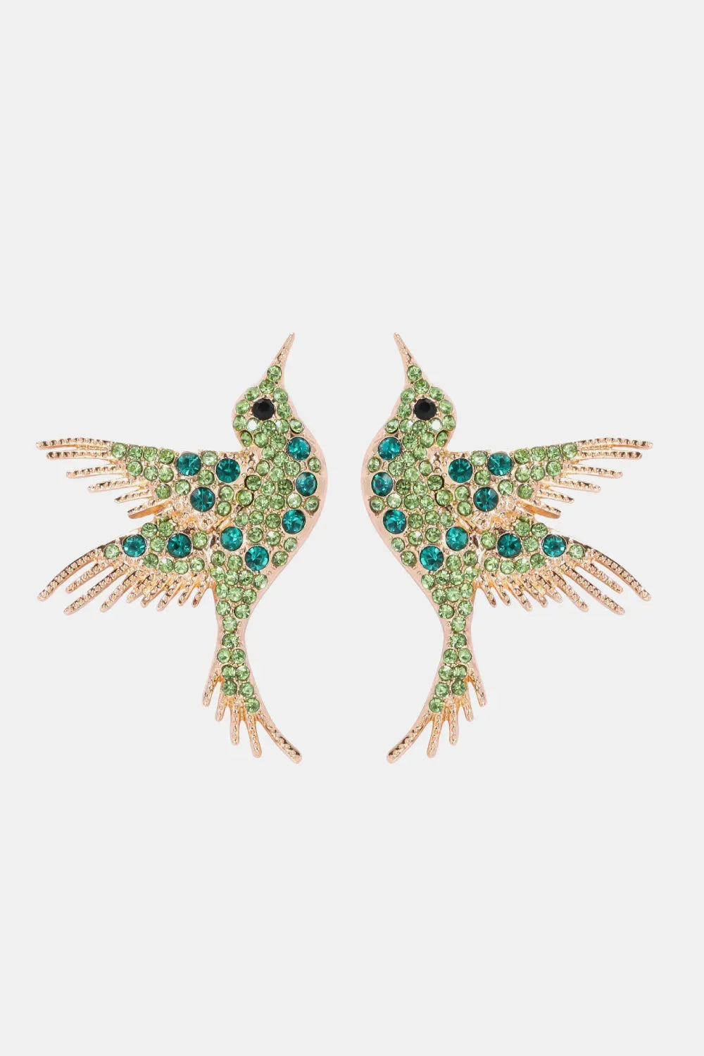 Bird Shape Zinc Alloy Frame Glass Stone Dangle Earrings Light Green One Size Earrings - Tophatter Daily Deals