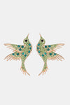 Bird Shape Zinc Alloy Frame Glass Stone Dangle Earrings Light Green One Size Earrings - Tophatter Daily Deals