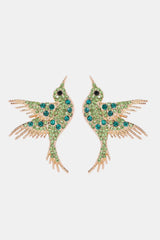 Bird Shape Zinc Alloy Frame Glass Stone Dangle Earrings Light Green One Size Earrings - Tophatter Daily Deals