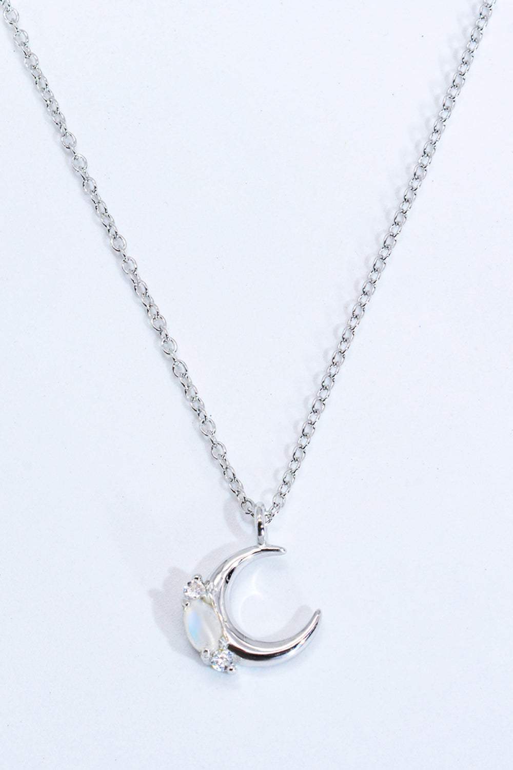 Natural Moonstone Moon Pendant Necklace Silver One Size Moonstone - Tophatter Daily Deals