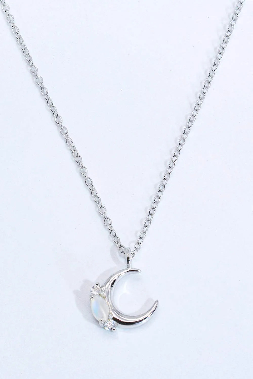 Natural Moonstone Moon Pendant Necklace Silver One Size Moonstone - Tophatter Daily Deals