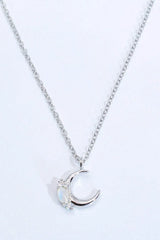 Natural Moonstone Moon Pendant Necklace Silver One Size Moonstone - Tophatter Daily Deals