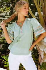 Bohemian Tassel Half Puff Sleeve Top Blouses - Tophatter Daily Deals