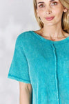 Zenana Oversized Waffle Short Sleeve Top Blouses - Tophatter Daily Deals