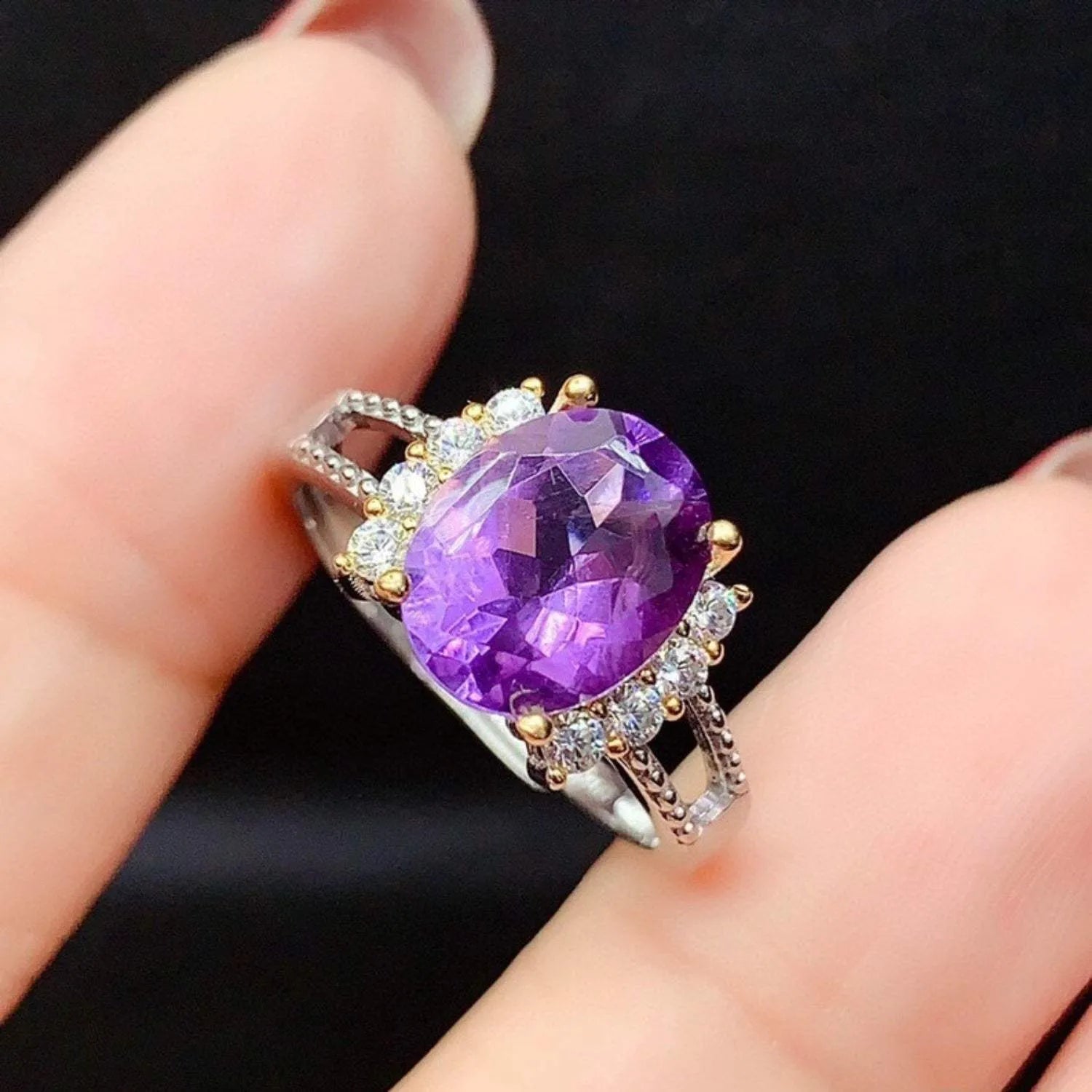 Silver-Plated Artificial Gemstone Ring Rings - Tophatter Daily Deals