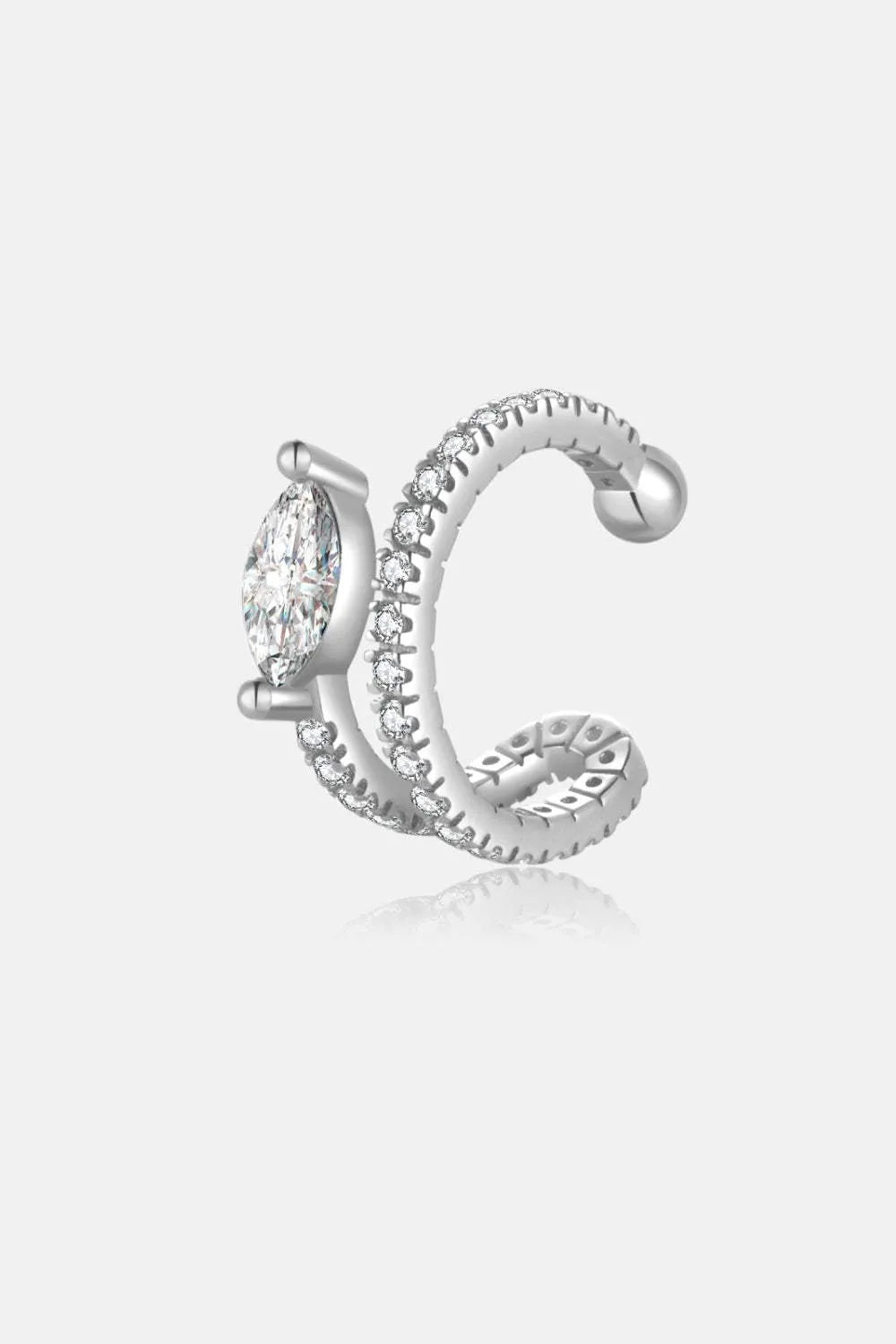 Inlaid Zircon Single Cuff Earring Silver One Size Earrings - Tophatter Daily Deals