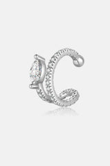 Inlaid Zircon Single Cuff Earring Silver One Size Earrings - Tophatter Daily Deals