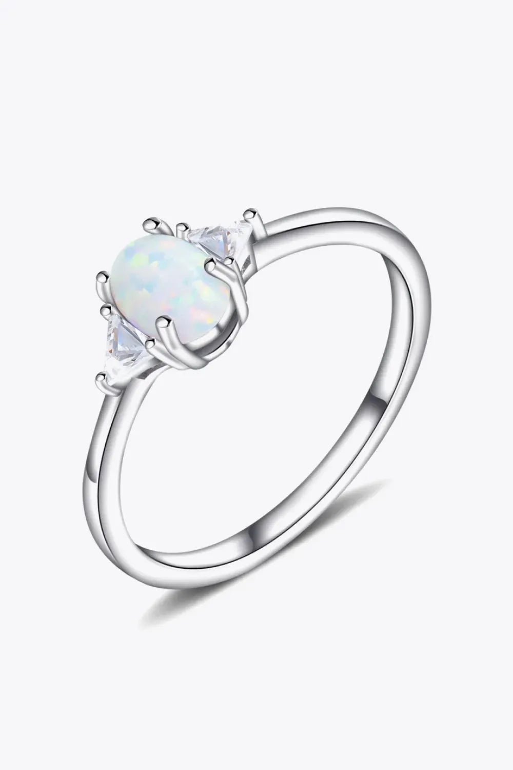 Contrast 925 Sterling Silver Opal Ring Transparent Opal - Tophatter Daily Deals