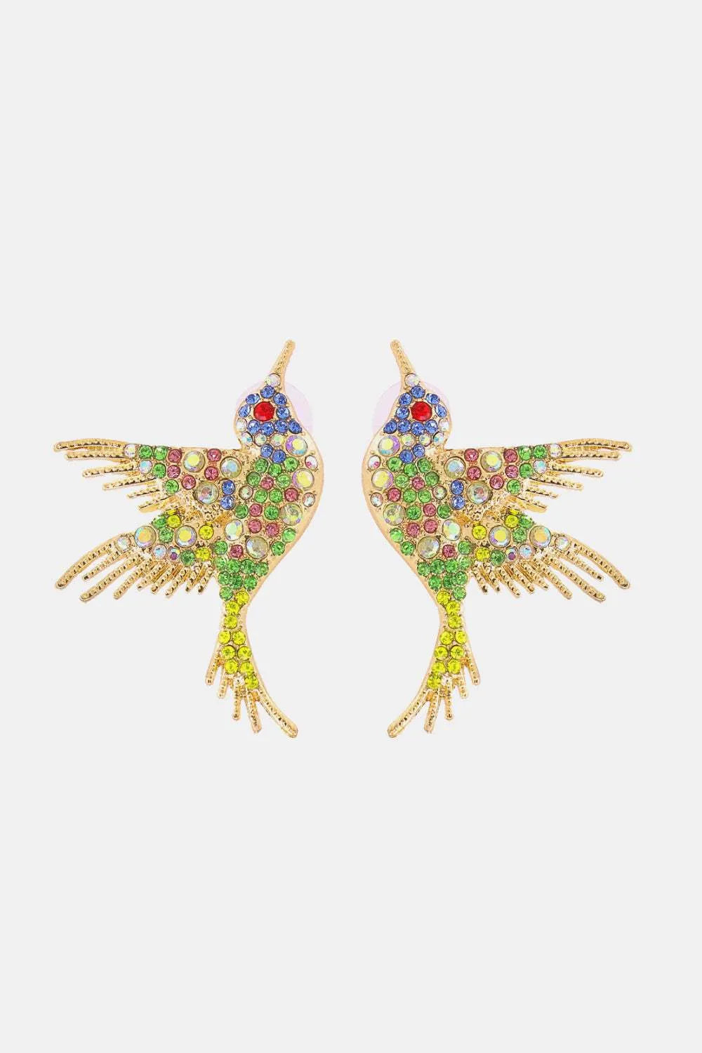 Bird Shape Zinc Alloy Frame Glass Stone Dangle Earrings Multicolor One Size Earrings - Tophatter Daily Deals