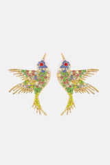 Bird Shape Zinc Alloy Frame Glass Stone Dangle Earrings Multicolor One Size Earrings - Tophatter Daily Deals