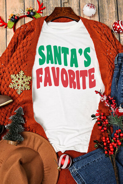 SANTA'S FAVORITE Short Sleeve T-Shirt Women's T-Shirts - Tophatter Daily Deals