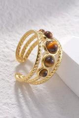 18K Gold Plated Nature Stone Open Ring Rings - Tophatter Daily Deals