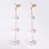 Gold-Plated Pearl Bar Earrings Style B One Size Earrings - Tophatter Daily Deals