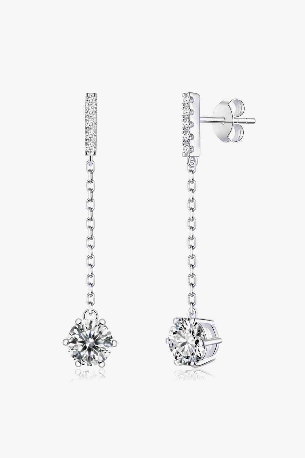 6-Prong Round Moissanite Drop Earrings Silver One Size Moissanite - Tophatter Daily Deals