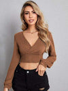 Textured Surplice Long Sleeve T-Shirt Women's T-Shirts - Tophatter Daily Deals