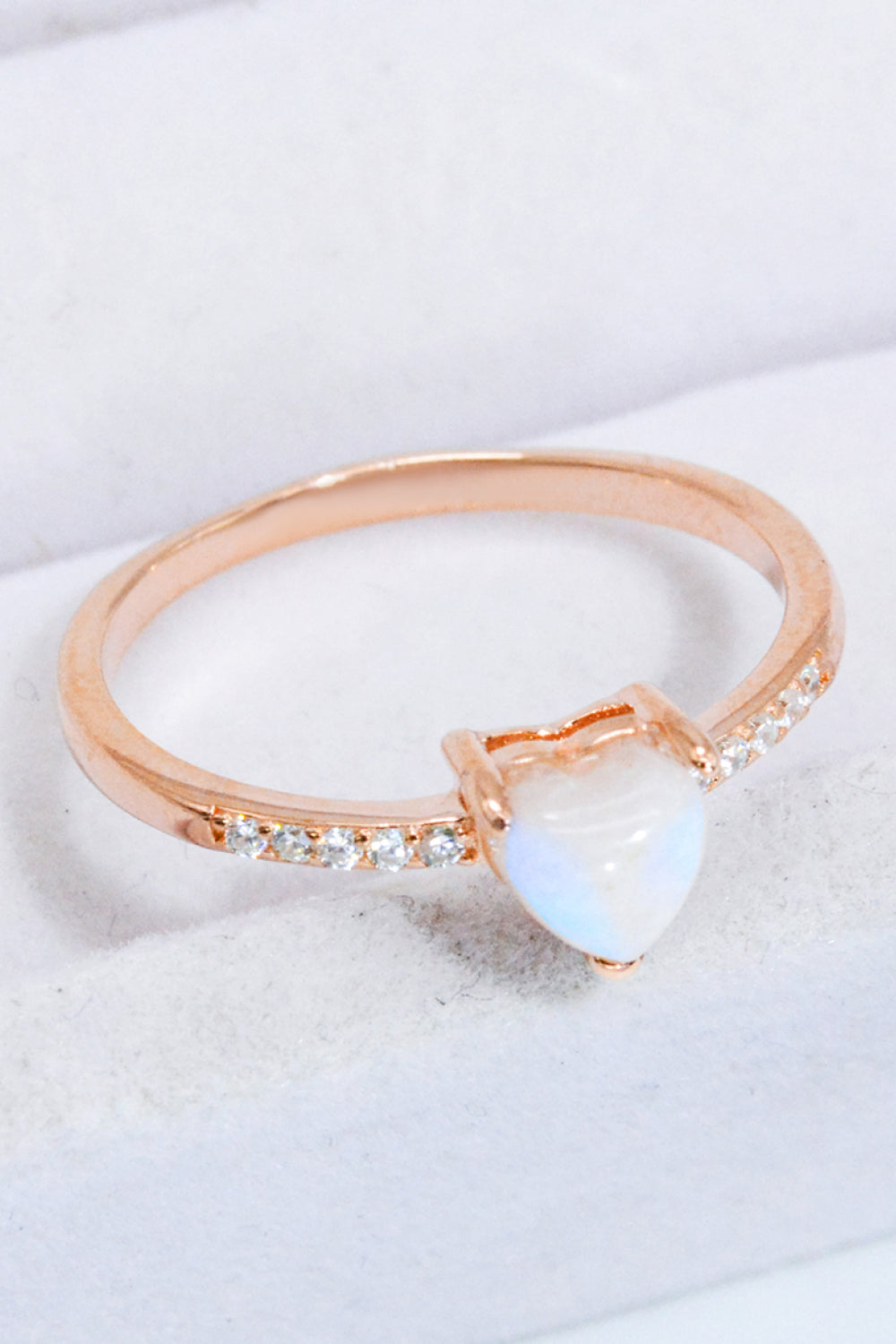 Natural Moonstone Heart 18K Rose Gold-Plated Ring Rose Gold Moonstone - Tophatter Daily Deals