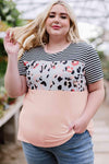 Plus Size Mixed Print Color Block T-Shirt Pink 4X Women's T-Shirts - Tophatter Daily Deals