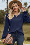 Eyelet Round Neck Flounce Sleeve T-Shirt Women's T-Shirts - Tophatter Daily Deals