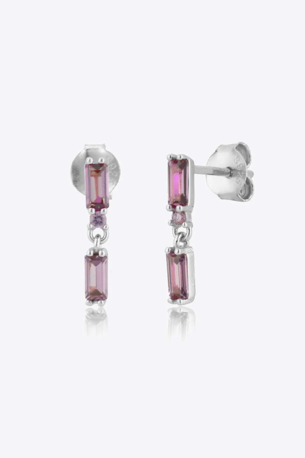 Zircon 925 Sterling Silver Drop Earrings Silver Purple One Size Earrings - Tophatter Daily Deals
